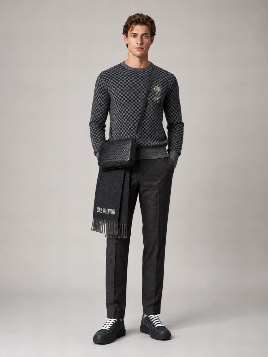 Vivienne Westwood Alpaca-Blend Checked Crewneck Sweater