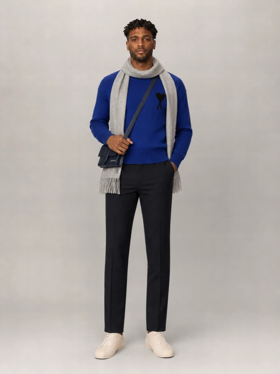 Ami Paris Ribbed Crewneck Wool Sweater
