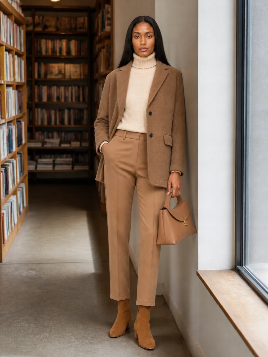 Uma wang camel coat max mara trousers outfit