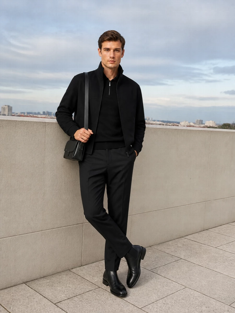 Lardini black jacket tailored trousers boots