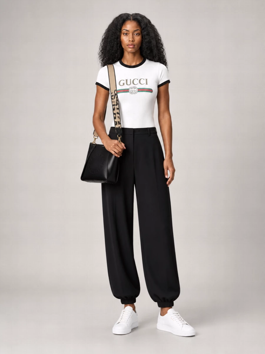 Gucci Cotton Ruffle-Sleeve Printed T-Shirt