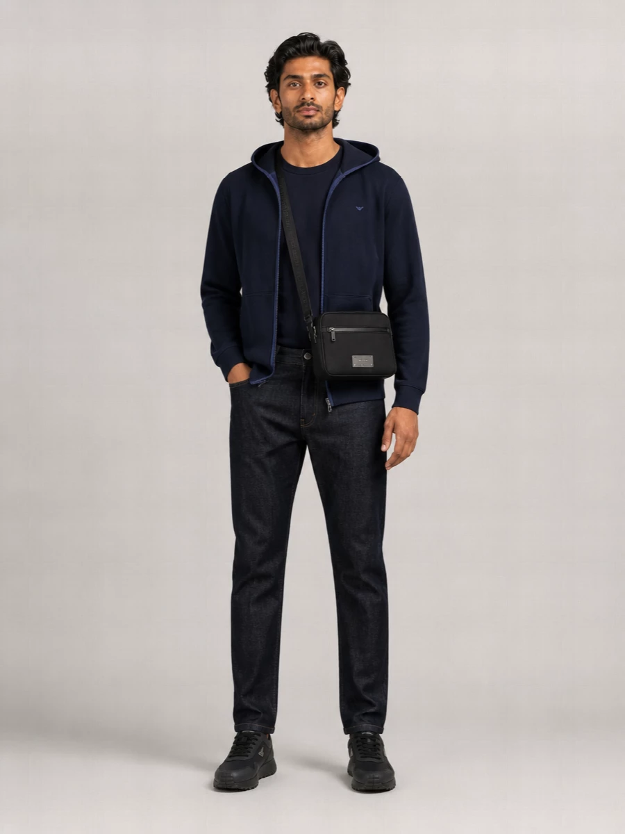 Emporio Armani Hooded Wool Zip-Up Cardigan