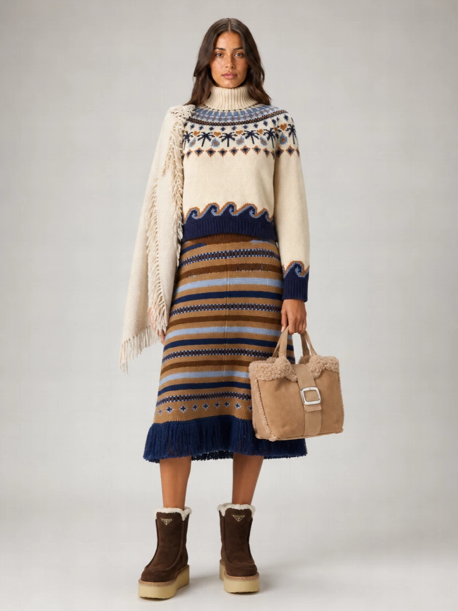 Alanui Virgin Wool Fair Isle Turtleneck Sweater