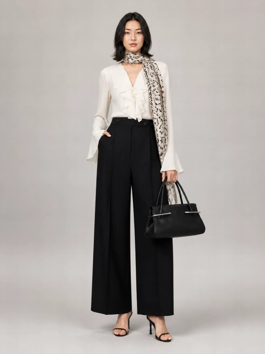 Givenchy Silk Ruffled V-Neck Blouse