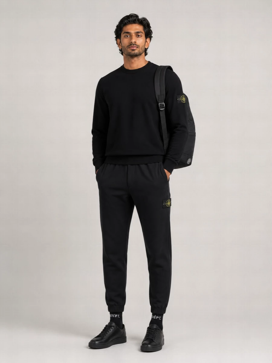 Stone Island Cotton Blend Crew Neck Pullover