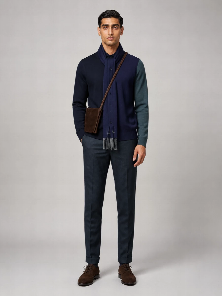 Paul Smith Merino Wool Textured Knit Polo Cardigan
