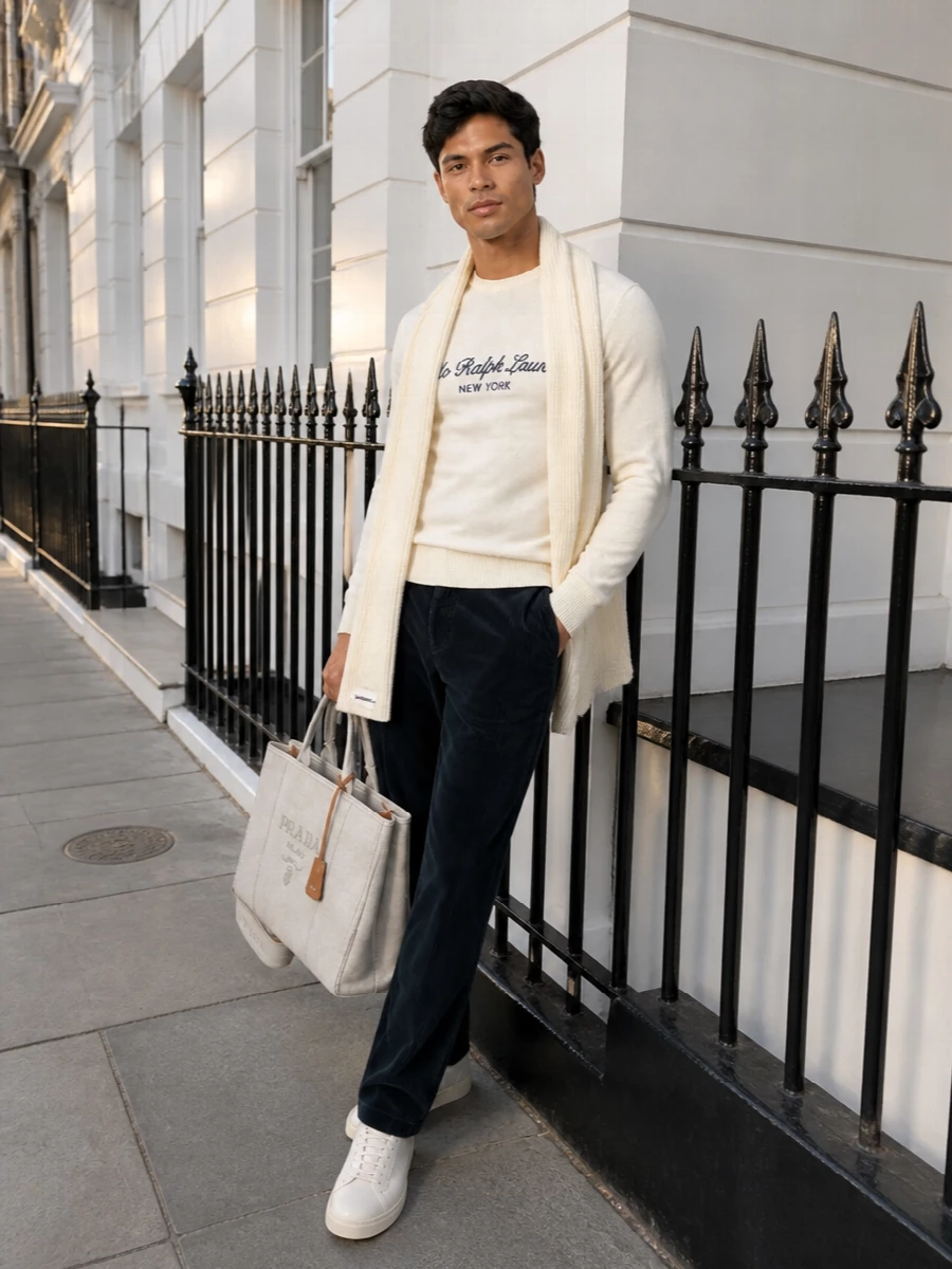 Polo ralph lauren sweater brunello trousers style