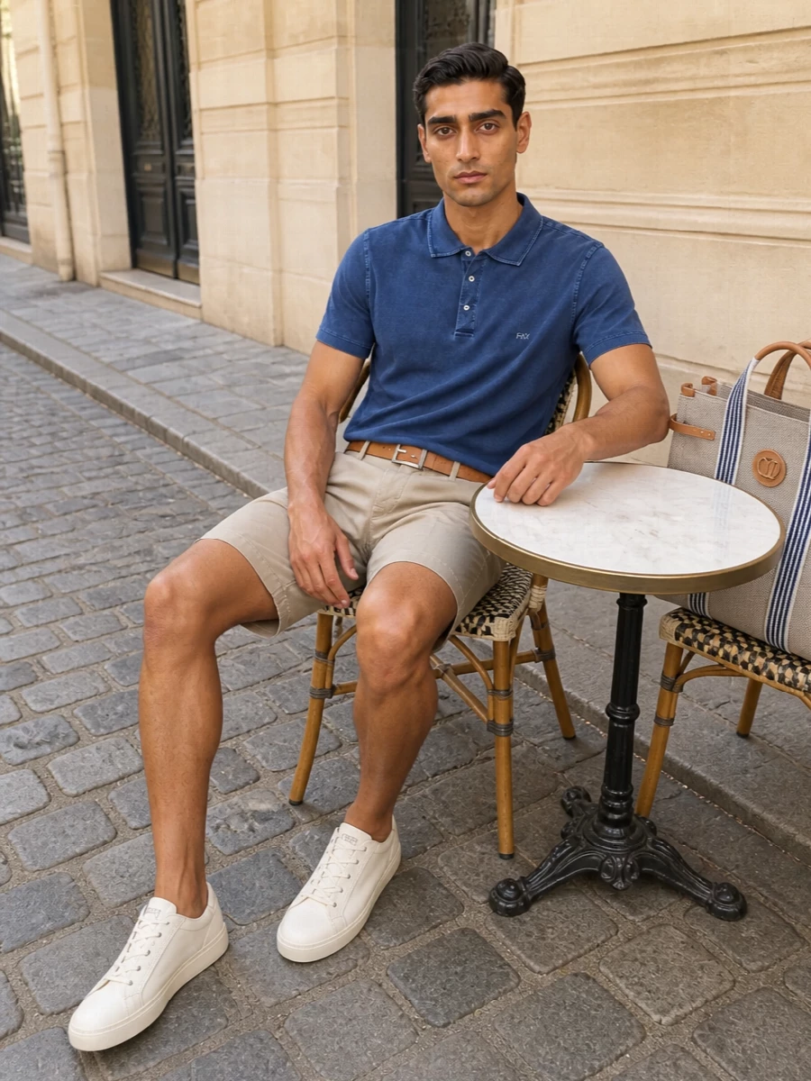 Fay navy polo sand chino shorts tods sneakers