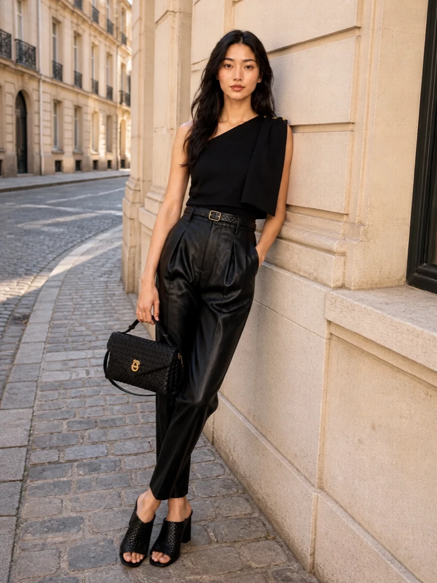 Bottega veneta black tailored evening outfit