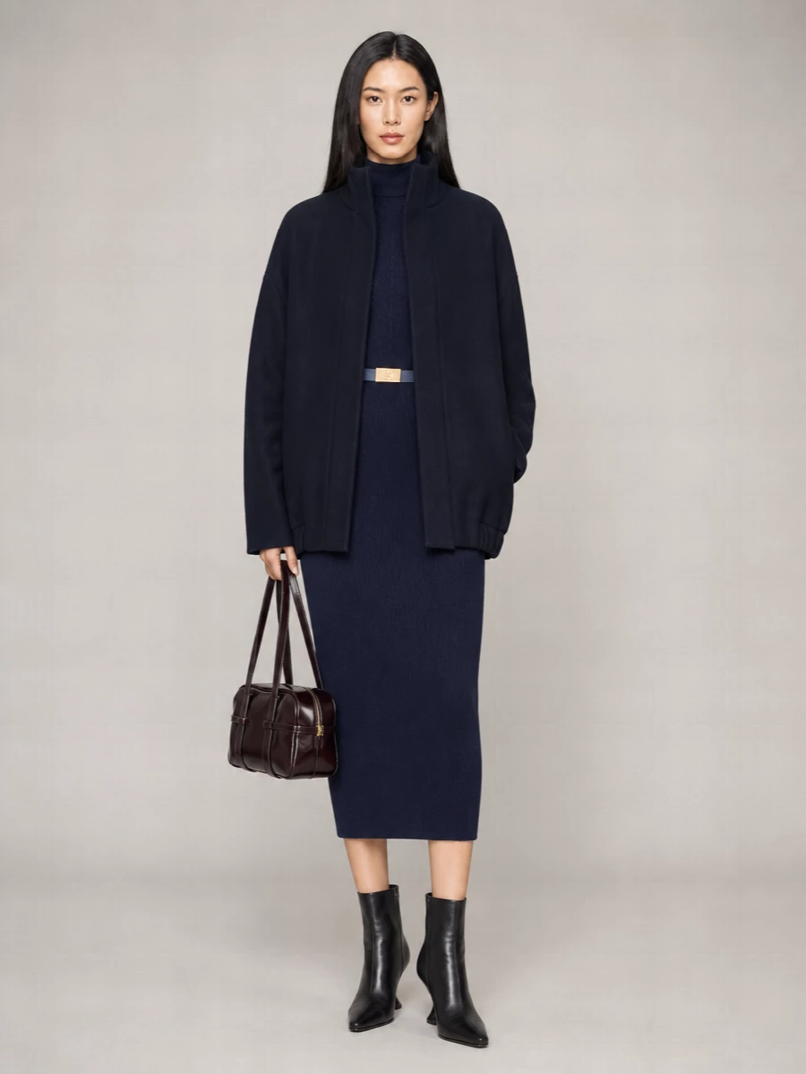 Dries Van Noten Wool Blend Relaxed Fit High Collar Jacket