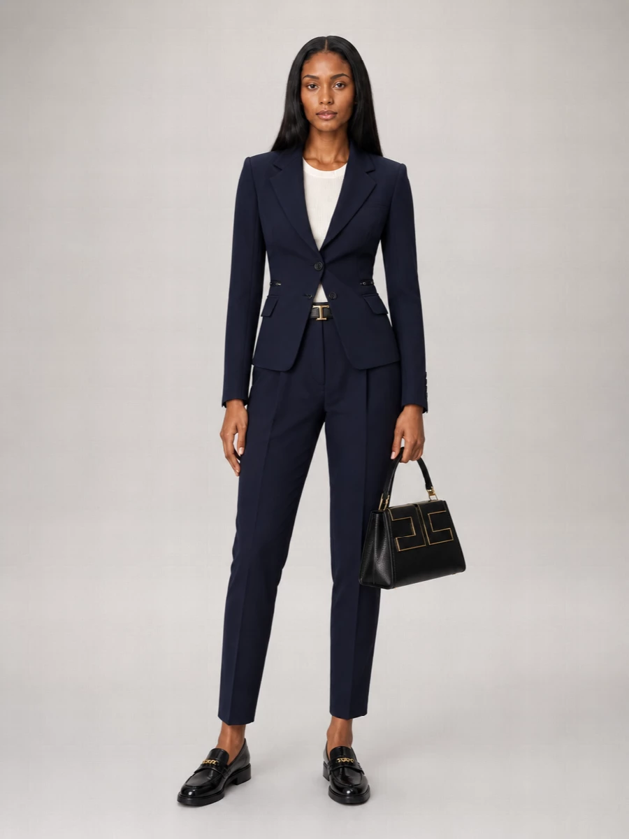 Elisabetta Franchi High-Rise Straight-Leg Suit Trousers