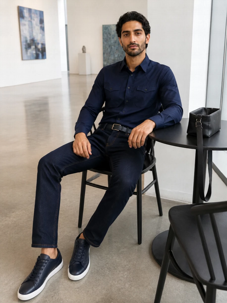 Dolce gabbana navy shirt dark jeans sneakers