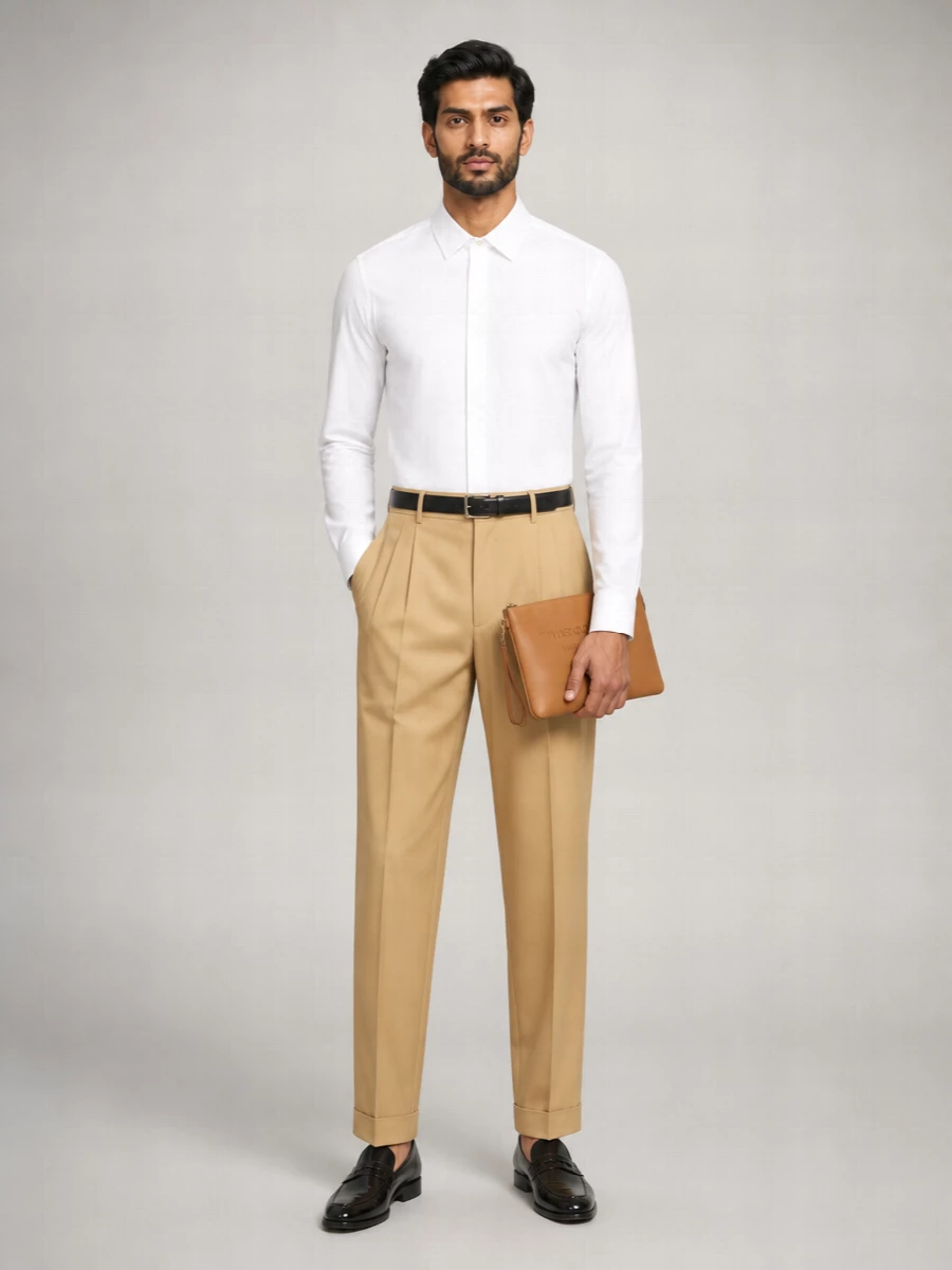Saint Laurent High-Rise Slim-Fit Pleated Trousers