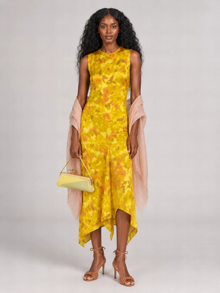 Acne Studios Printed Asymmetric Midi Dress