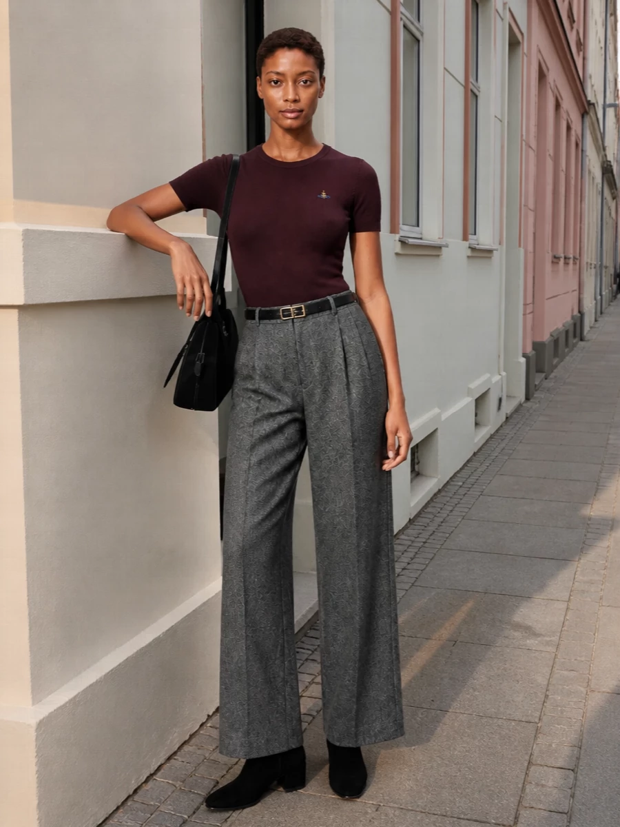 Vivienne westwood knit wide leg trousers outfit
