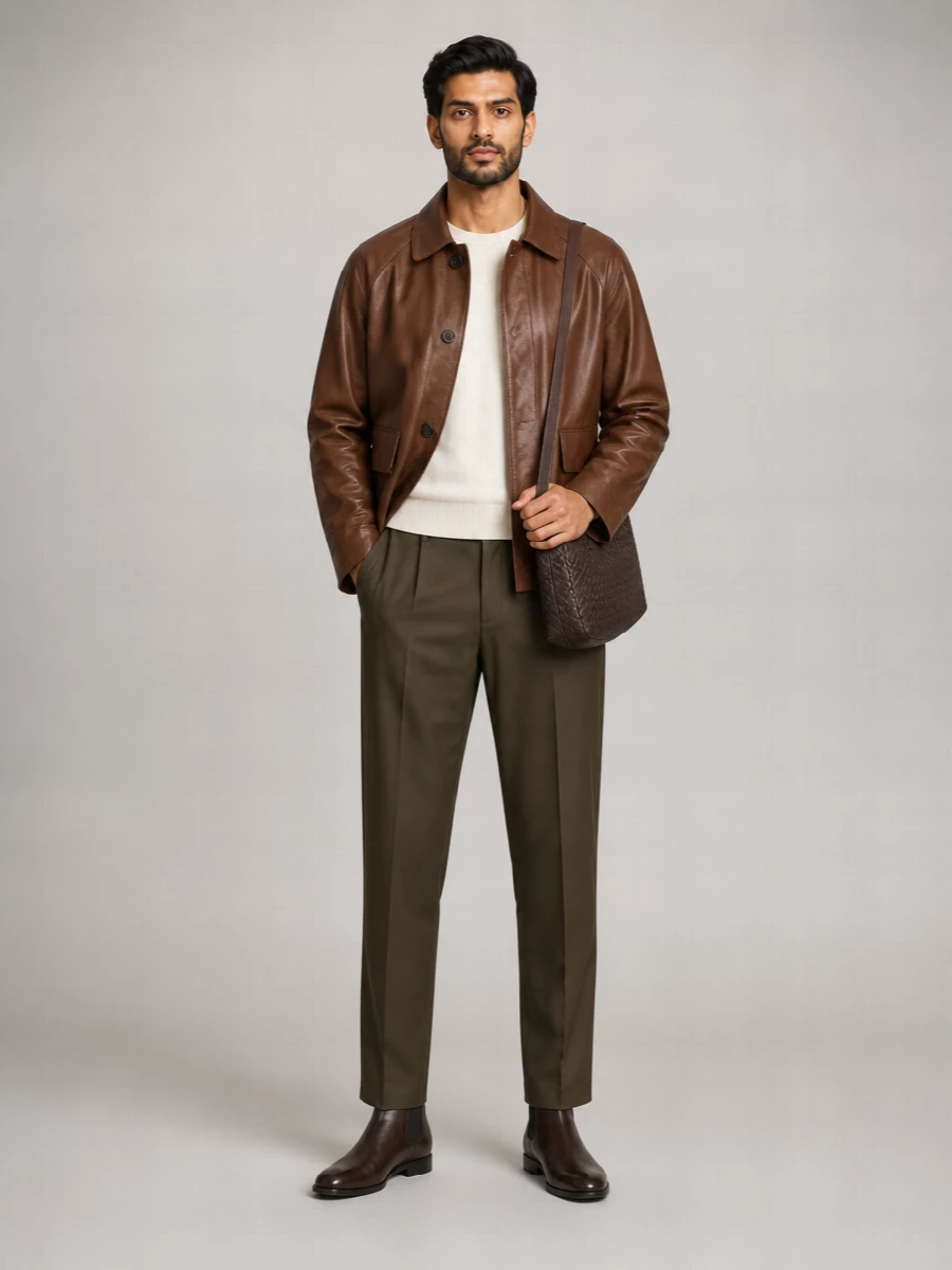 Prada Leather Single-Breasted Coat
