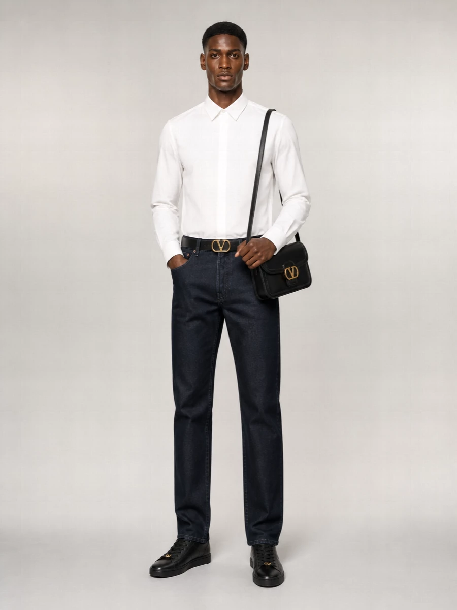 Valentino Denim Mid-Rise Straight-Leg Jeans