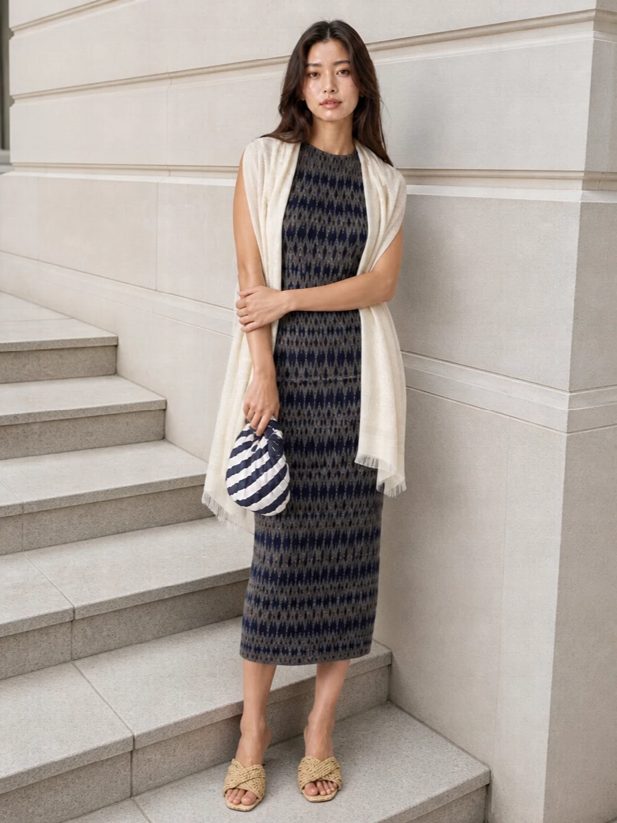 Missoni knit midi dress bottega veneta clutch