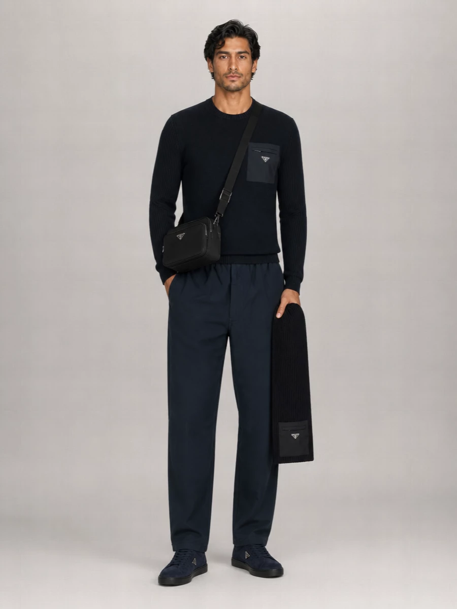 Prada Virgin Wool Crew Neck Sweater