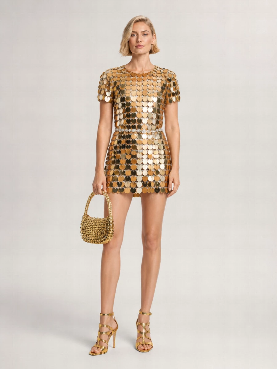 Paco Rabanne Sparkle Discs Mini Dress