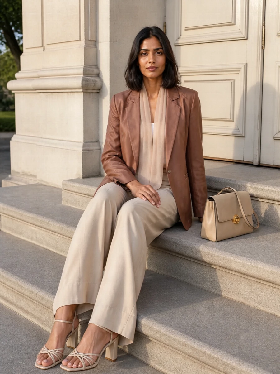 Forte forte blazer beige wide leg trousers outfit