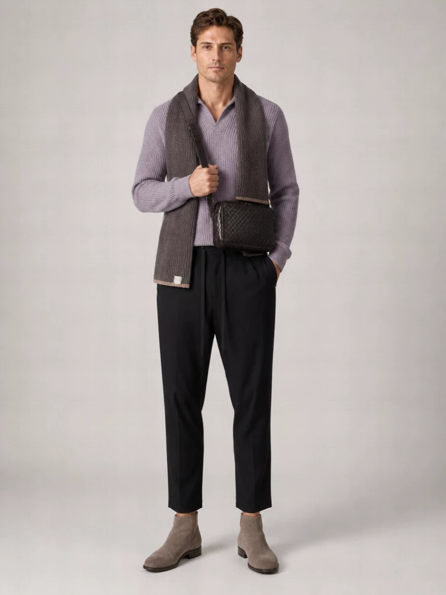 Uma Wang Raccoon Wool Long Sleeve Polo Jumper