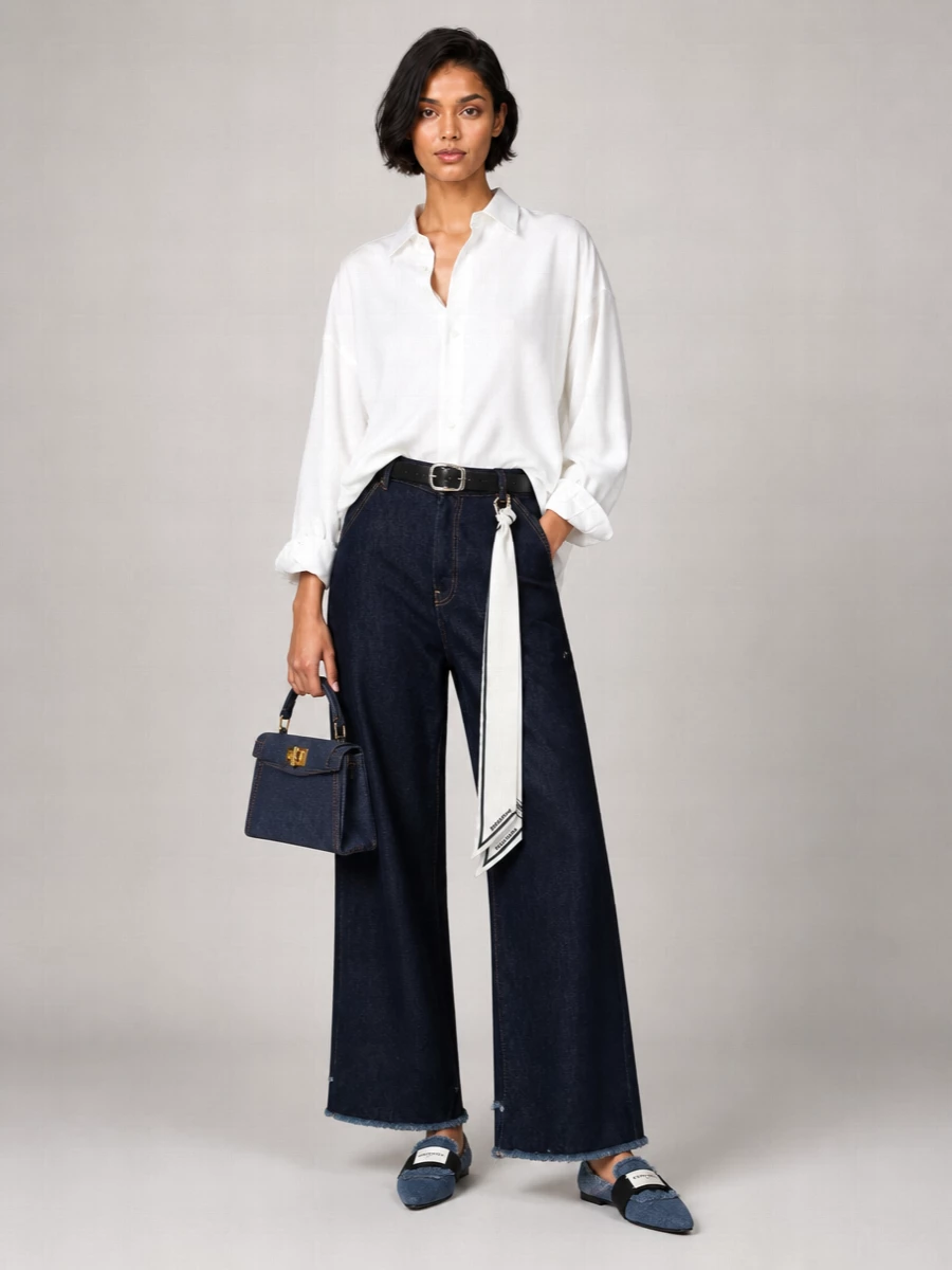 Givenchy Denim Square-Toe Ballerina Flats