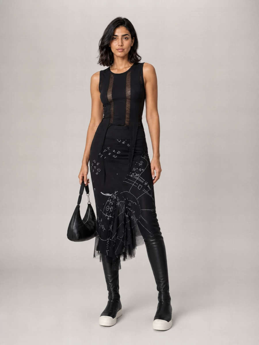 Rick Owens Wool Sleeveless Boat Neck Shredded Top