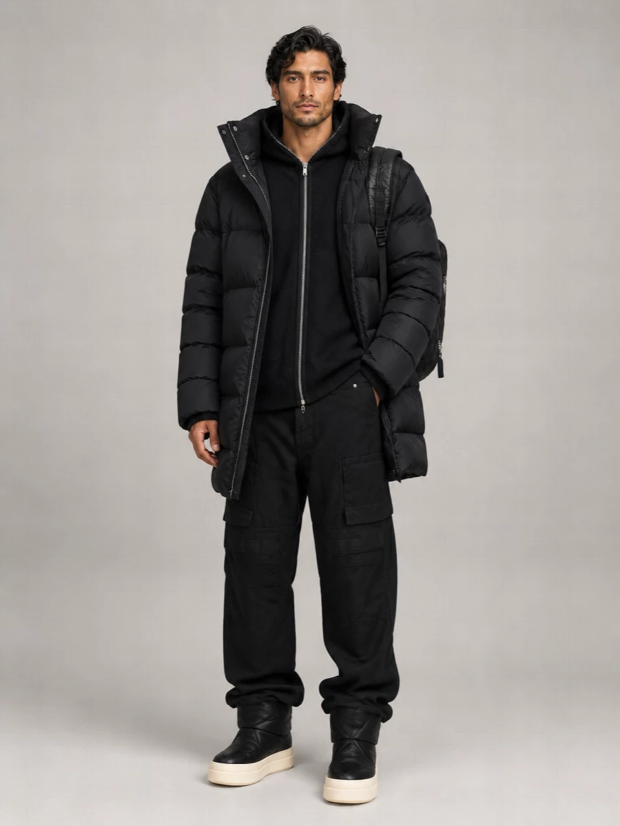 Rick Owens Down Quilted Asymmetric Zip Puffer Coat