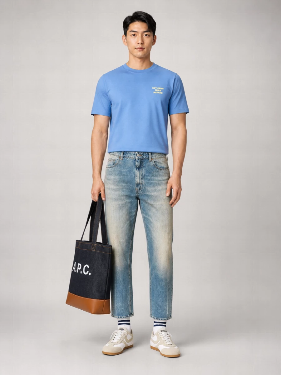Drôle De Monsieur Ribbed Cotton Slogan T-Shirt