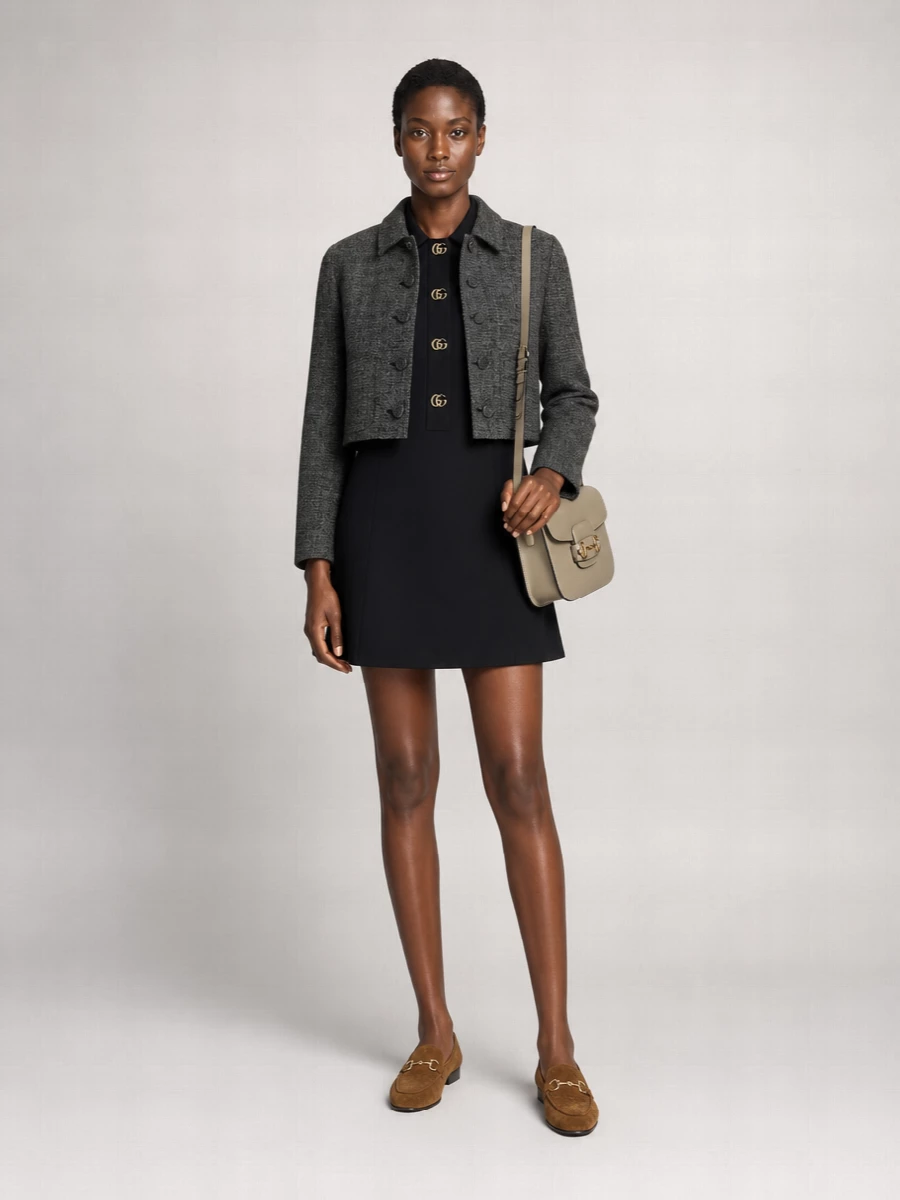 Gucci Wool Two-Tone Cropped Blazer