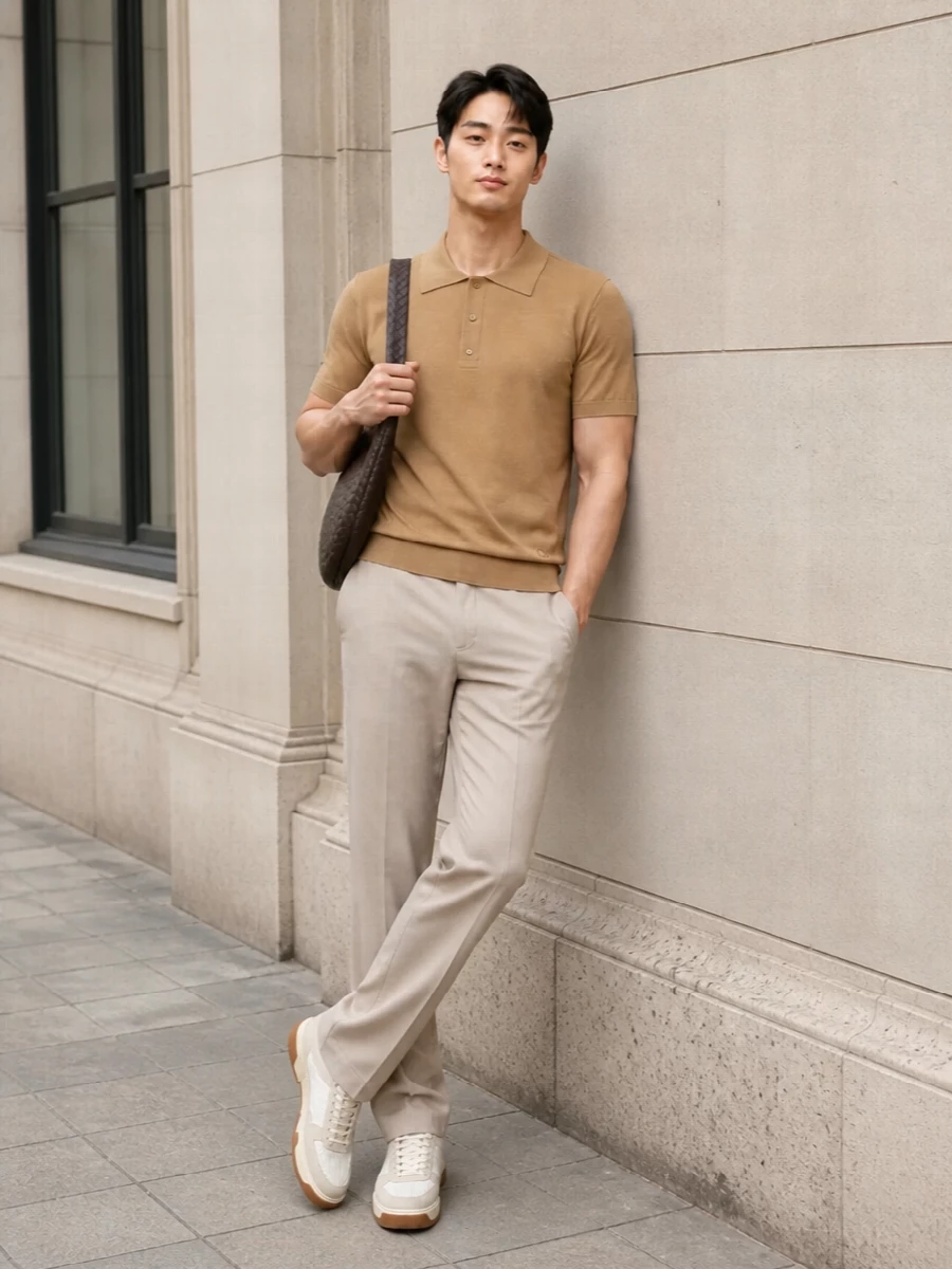 Valentino sneakers camel polo beige chinos
