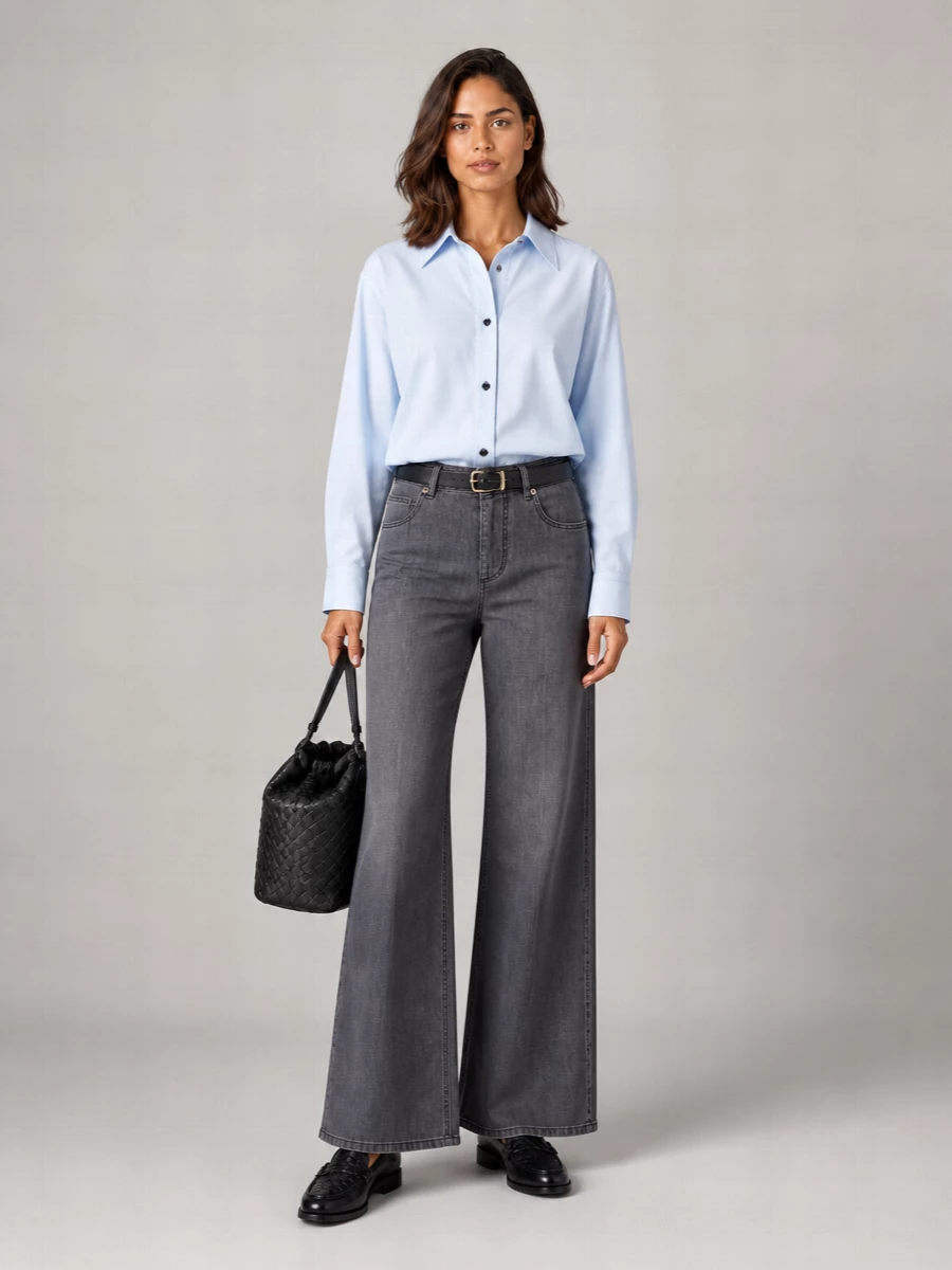 Bottega Veneta Denim Mid-Rise Wide-Leg Jeans