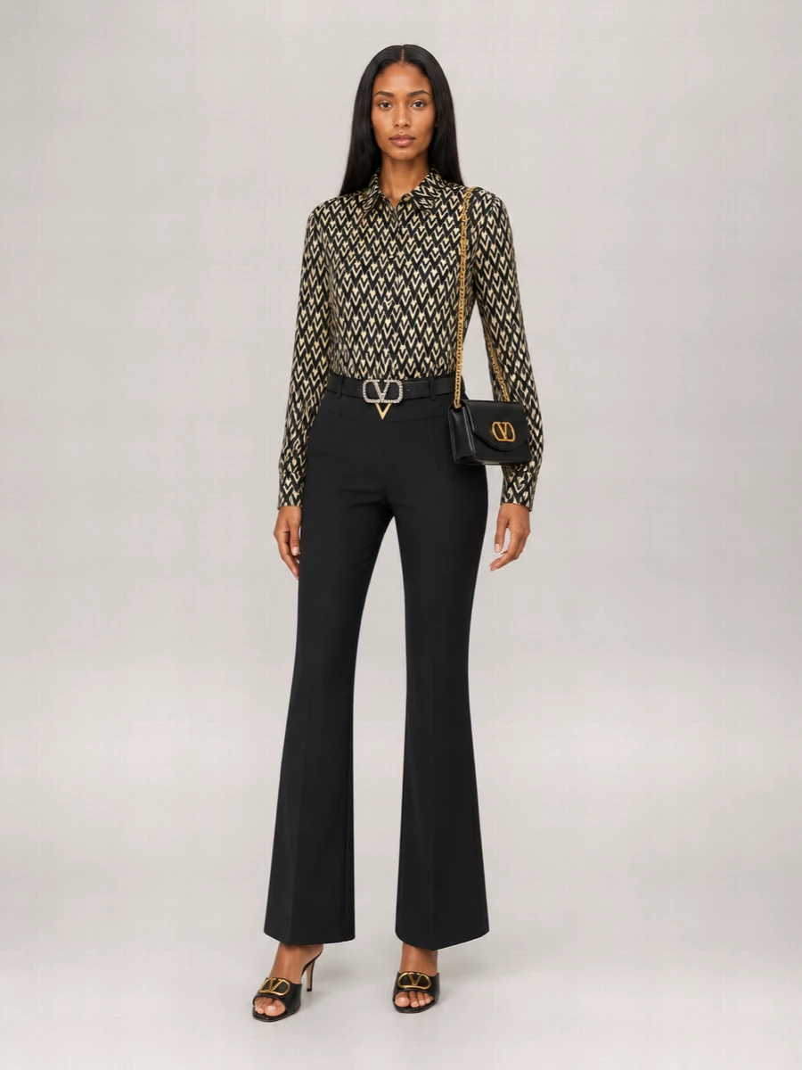 Valentino Virgin Wool High-Rise Cropped Flared Tailored Trousers