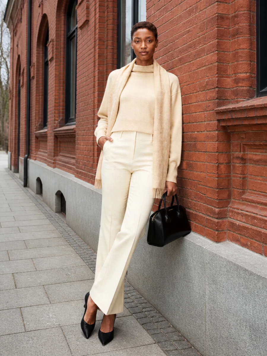 Givenchy buttercream sweater ivory flared trousers