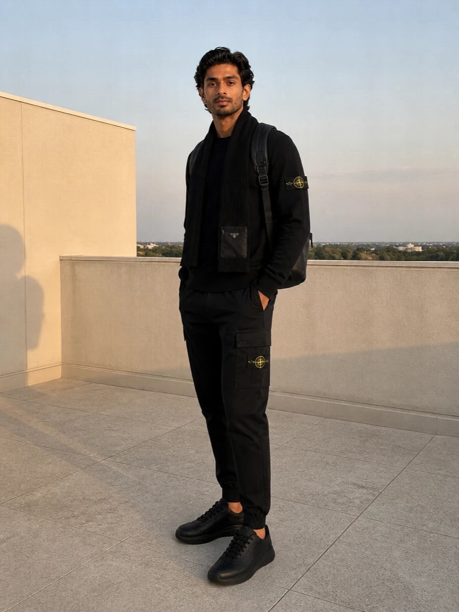 Stone island cargo outfit prada black sneakers
