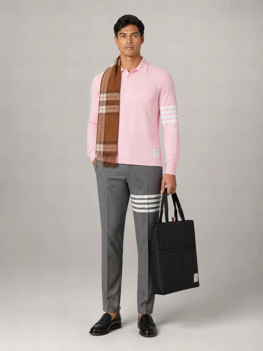 Burberry Embroidered Check Cashmere Scarf