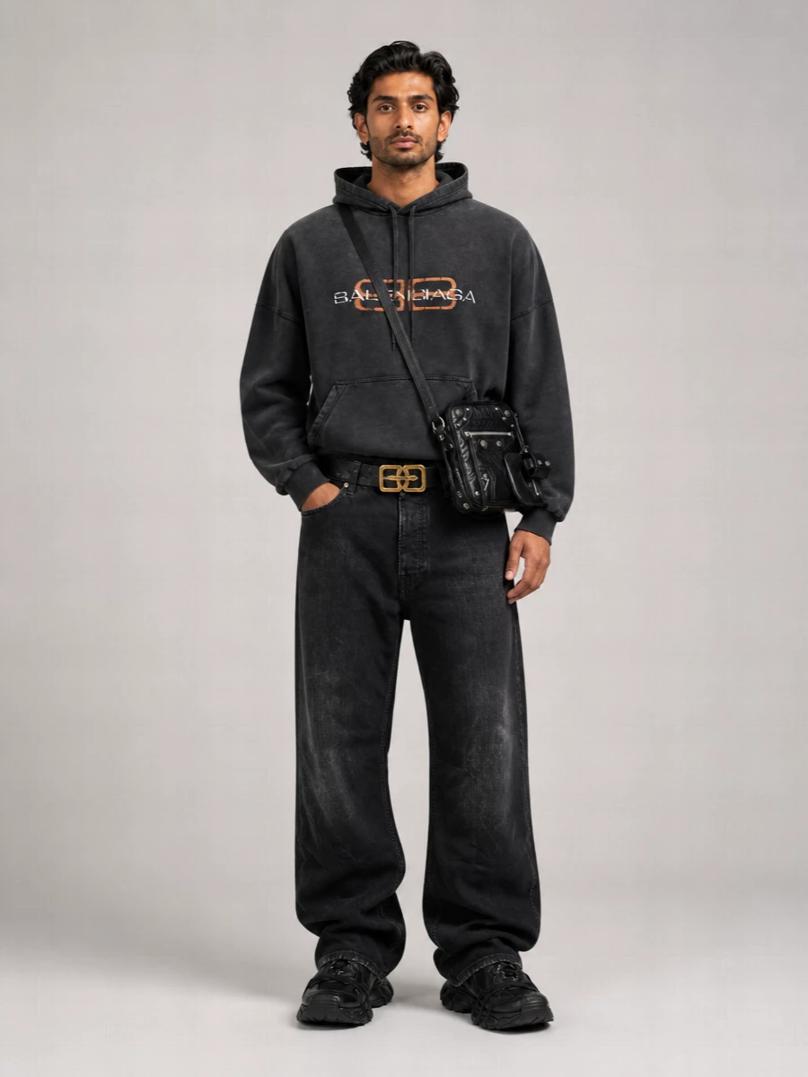 Balenciaga Cotton Logo-Print Hoodie