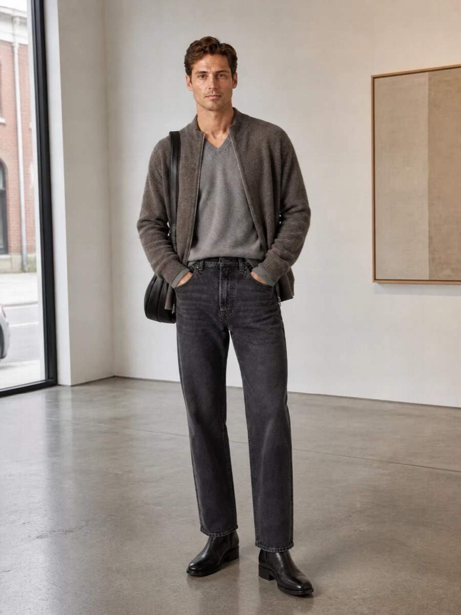 Our legacy zip jacket black jeans boots outfit