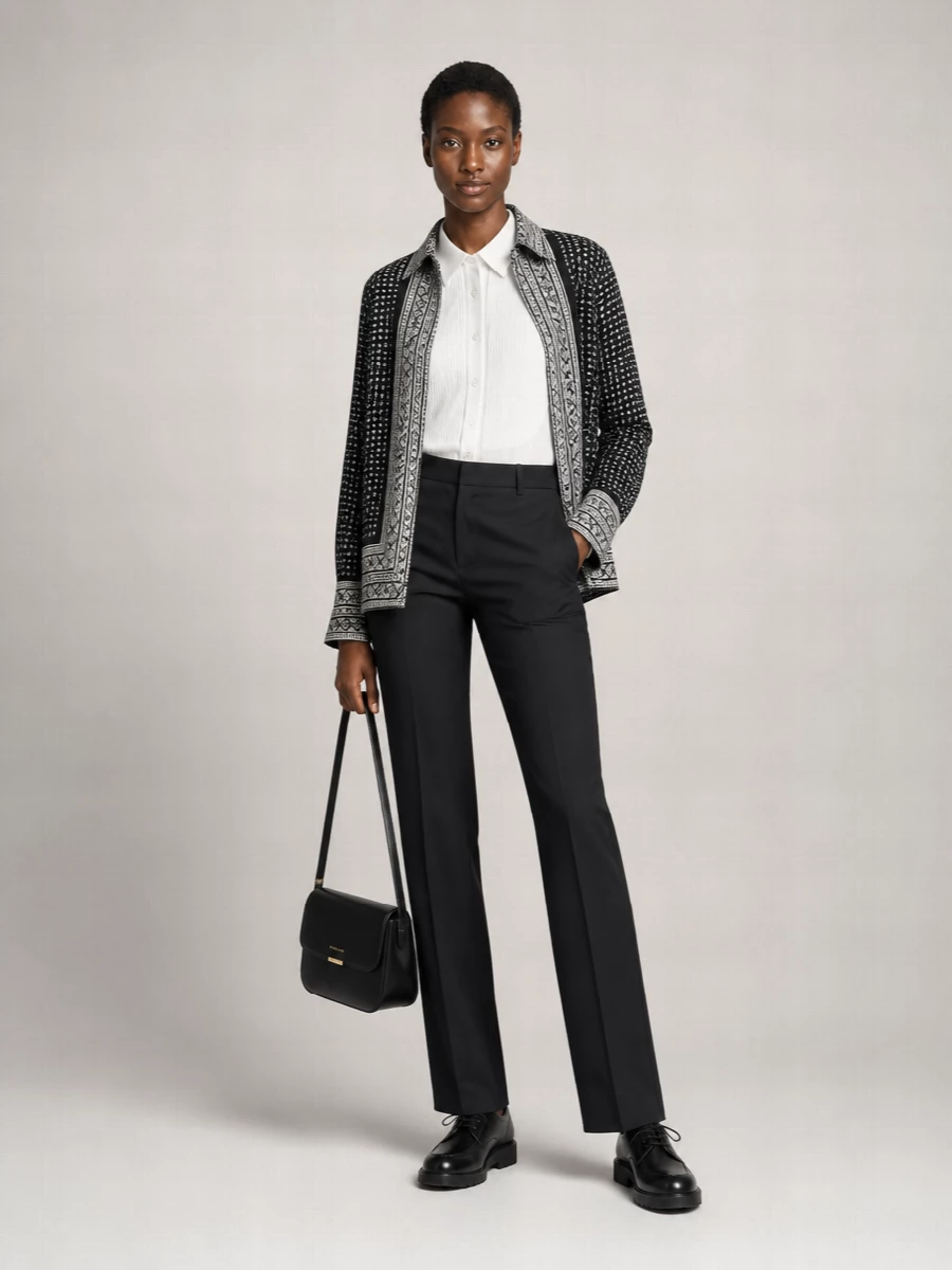Ermanno Scervino Silk Crystal-Embellished Printed Long-Sleeve Shirt