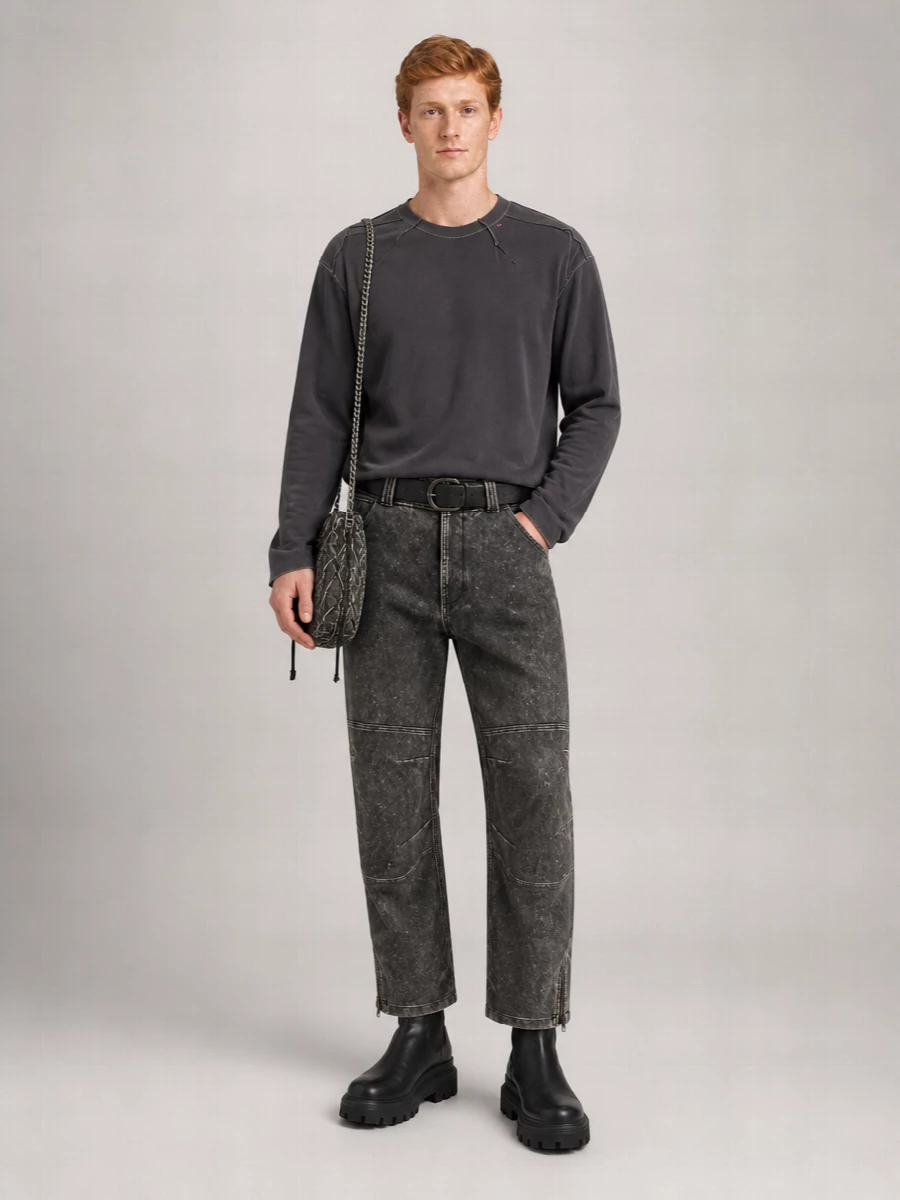 Diesel Leather Wide-Leg Trousers