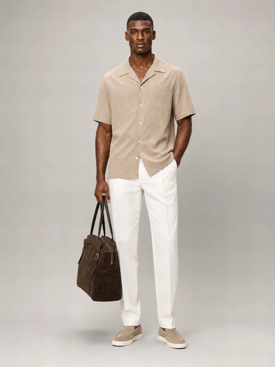Santoni Suede Leather Double Buckle Medium Tote Bag