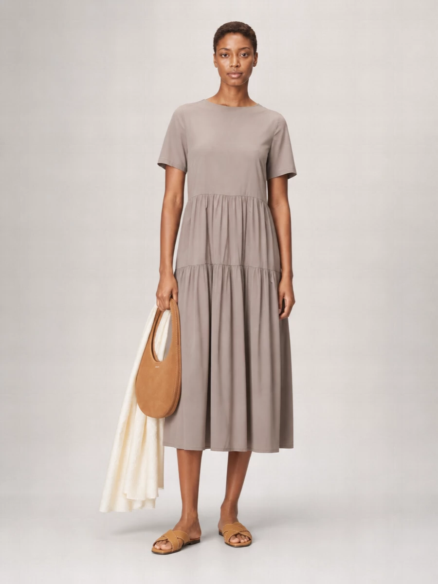 Herno Short-Sleeve Round-Neck Midi Dress