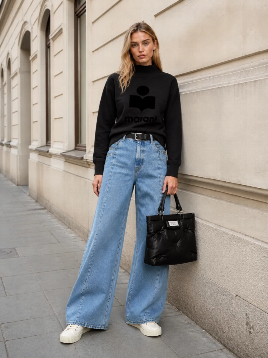 Isabel marant sweatshirt wide leg margiela jeans