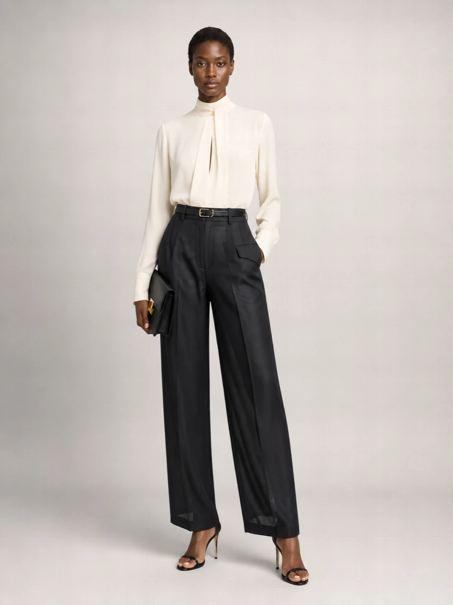 Tom Ford Virgin Wool Pleated Wide-Leg Trousers