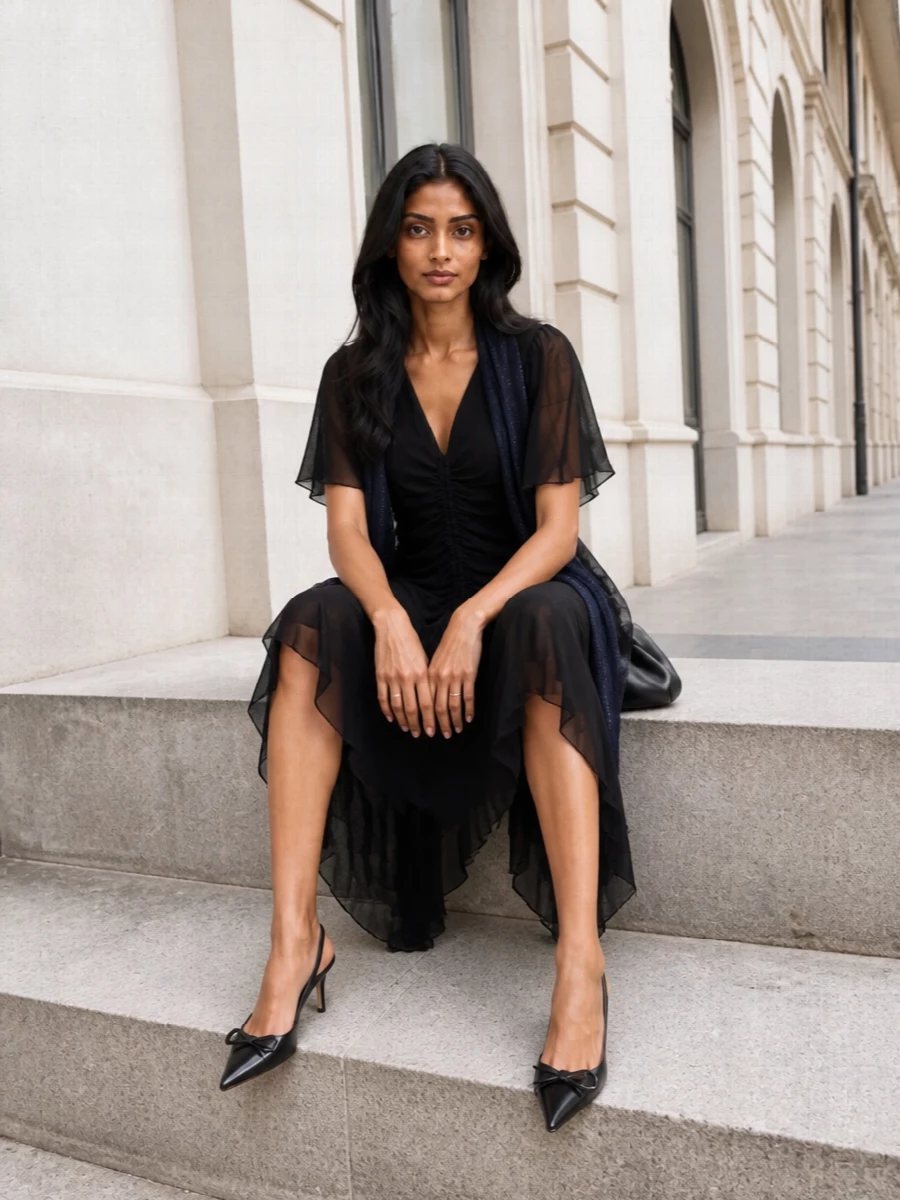 Jimmy choo heels black ruched cocktail dress