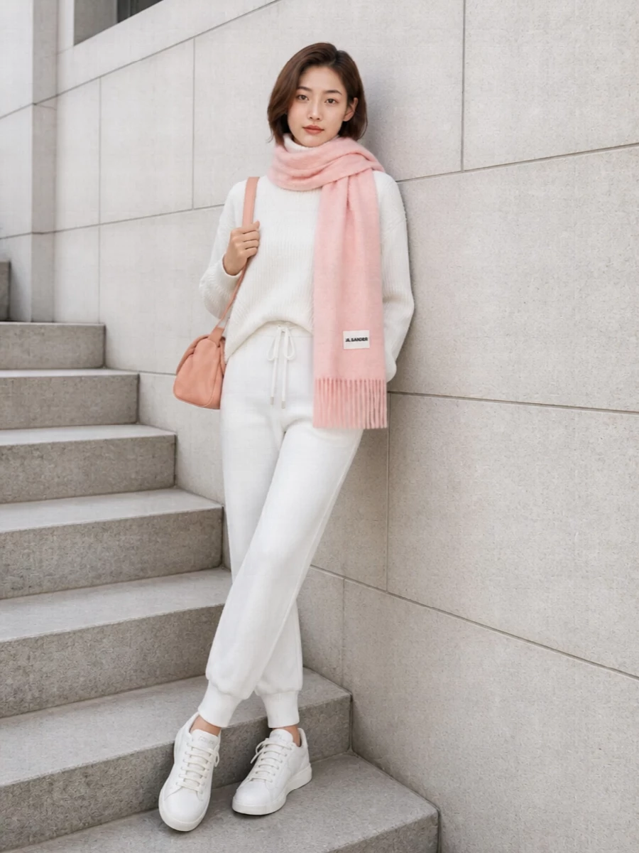 Pinko white joggers turtleneck prada sneakers