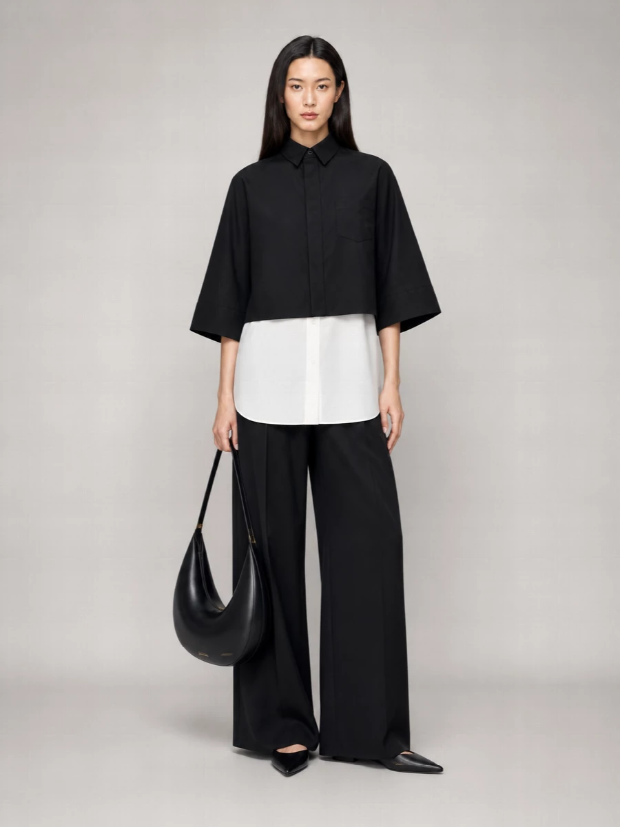 Sacai Cropped Poplin Shirt Jacket
