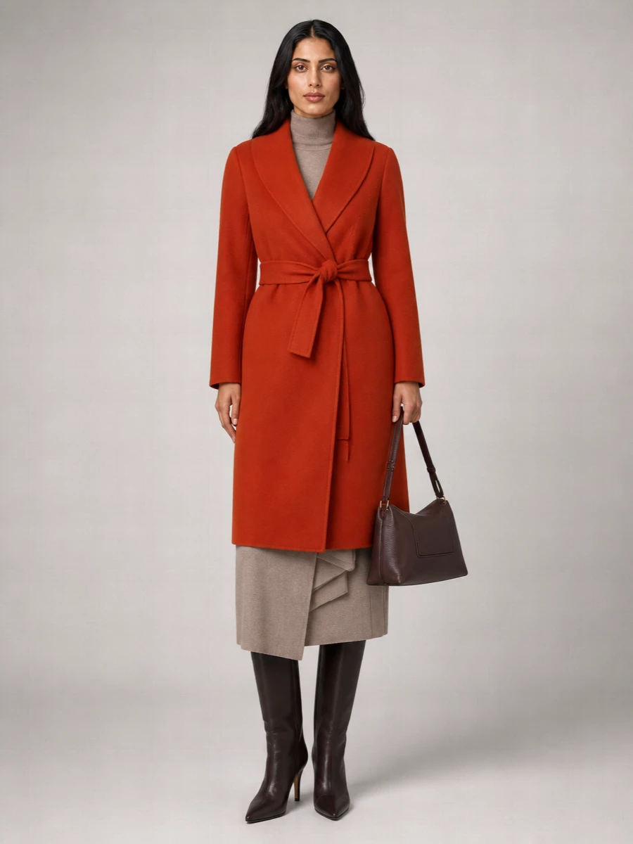 S Max Mara Wool Silk Cashmere Belted Coat