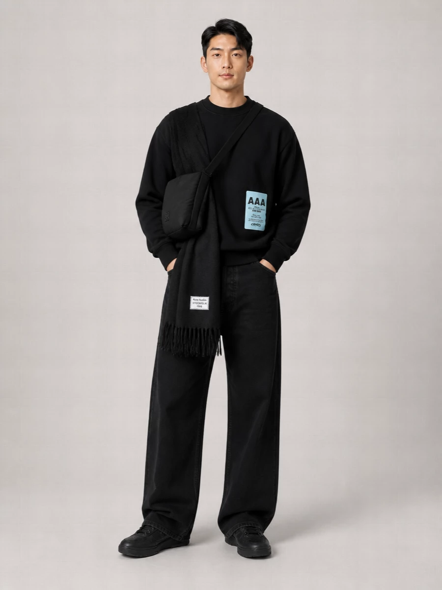 Ambush Ribbed Loose-Fit Printed Cotton Sweatshirt
